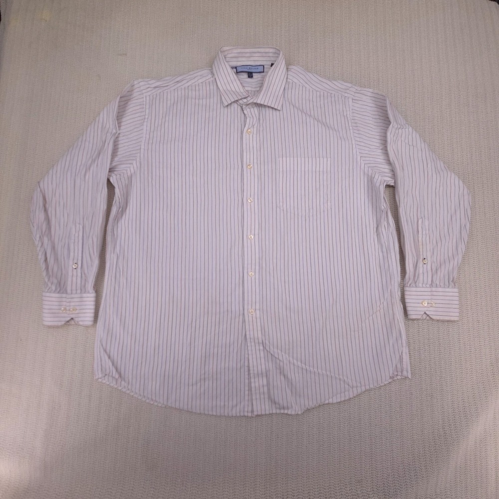 Tommy Hilfiger Shirt Men Extra Large 17.5 34/35 White Striped Ithaca Long Sleeve